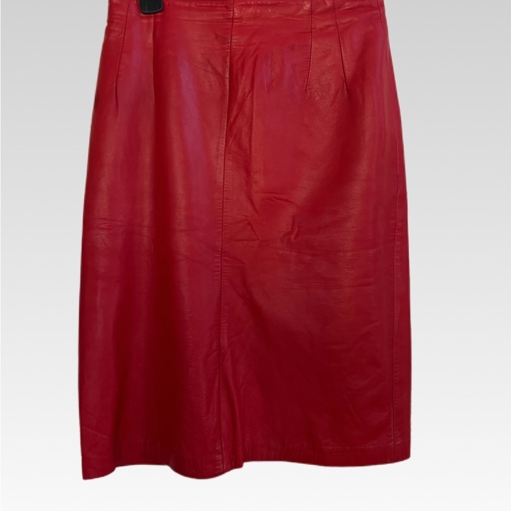 LEATHER Bagatelle Vibrant Red Pencil Skirt size 6